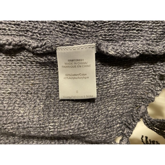 Young Fabulous & Broke Women’s Ombre Fringe Cardigan Sweater Open Front Sz Small - Picture 4 of 5